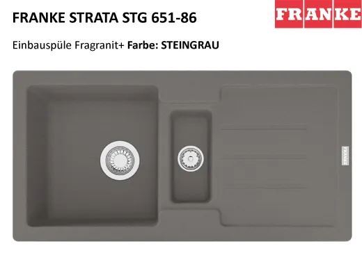 FRANKE Kchensple Strata STG 651-86 Fragranit+ Einbausple / Granitsple Siebkorb als Stopfenventil oder Drehknopfventil
