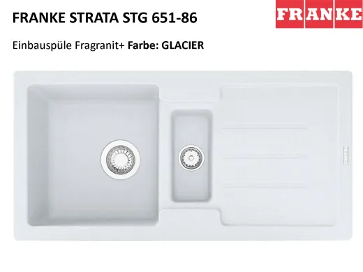 FRANKE Kchensple Strata STG 651-86 Fragranit+ Einbausple / Granitsple Siebkorb als Stopfenventil oder Drehknopfventil