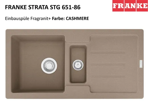FRANKE Kchensple Strata STG 651-86 Fragranit+ Einbausple / Granitsple Siebkorb als Stopfenventil oder Drehknopfventil