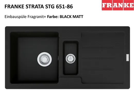 FRANKE Kchensple Strata STG 651-86 Fragranit+ Einbausple / Granitsple Siebkorb als Stopfenventil oder Drehknopfventil