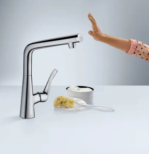 HANSGROHE Kchenarmatur Metris Select M71 Chrom Einhebelmischer 320 mit Festauslauf, 1jet (14883000)
