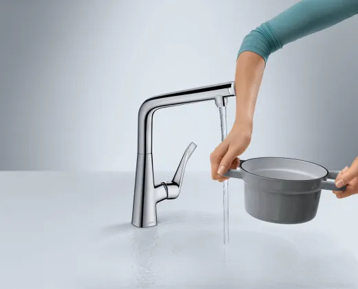 HANSGROHE Kchenarmatur Metris Select M71 Chrom Einhebelmischer 320 mit Festauslauf, 1jet (14883000)