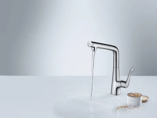 HANSGROHE Kchenarmatur Metris Select M71 Chrom Einhebelmischer 320 mit Festauslauf, 1jet (14883000)