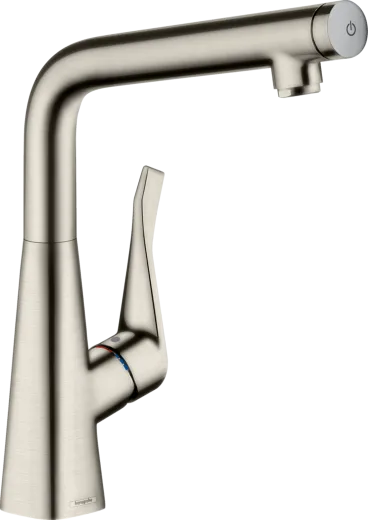HANSGROHE Kchenarmatur Metris Select M71 Edelstahl Finish Einhebelmischer 320 mit Festauslauf, 1jet (14883800)
