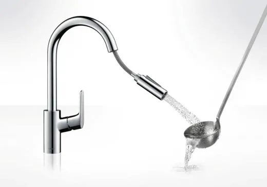 HANSGROHE Kchenarmatur Focus M41 Chrom Einhebelmischer 240 mit Zugauslauf als Ausziehbrause, 2jet (31815000)