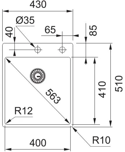 FRANKE Kchensple Box BXX 210-40 A Edelstahlsple Slimtop / Flchenbndig mit Integralablauf und Siebkorb als Druckknopfventil