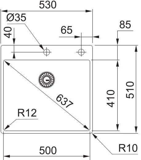 FRANKE Kchensple Box BXX 210-50 A Edelstahlsple Slimtop / Flchenbndig mit Integralablauf und Drehknopfventil