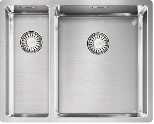 FRANKE Kchensple Box BXX 160-34-16 Unterbausple (Montage unter die Arbeitsplatte) mit Integralablauf und Siebkorb als Druckknopfventil