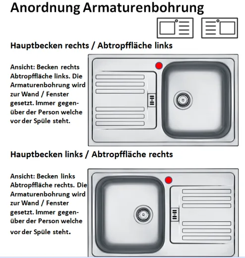 BLANCO Kchensple Tipo 45 S Mini ohne Hahnlochbohrung Edelstahlsple mit Siebkorb als Stopfenventil
