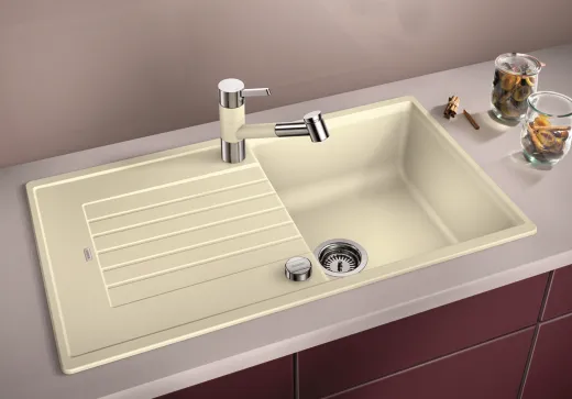 BLANCO Kchensple Zia 5 S Silgranit PuraDurII Granitsple / Einbausple mit Drehknopfventil