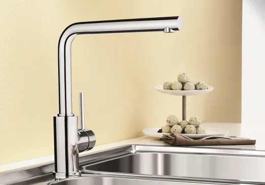 BLANCO Kchenarmatur Mila Chrom Einhebelmischer / Spltischarmatur mit Festauslauf 360 schwenkbarer Auslauf