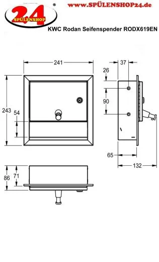 KWC PROFESSIONAL Rodan Seifenspender RODX619EN Unterputzmontage manueller Betrieb ohne Nachfllmedien