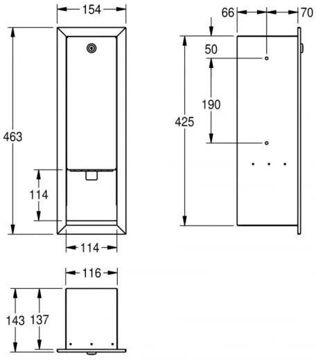 KWC PROFESSIONAL Rodan Seifenspender RODX618E Unterputzmontage manueller Betrieb ohne Nachfllmedien