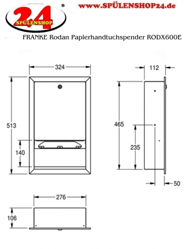 KWC PROFESSIONAL Rodan Papierhandtuchspender RODX600E fr die Unterputzmontage manueller Betrieb