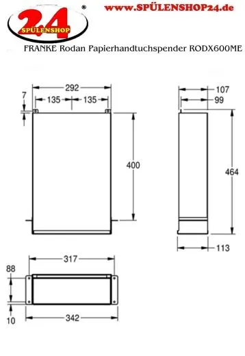 KWC PROFESSIONAL Rodan Papierhandtuchspender RODX600ME fr die verdeckte Montage manueller Betrieb