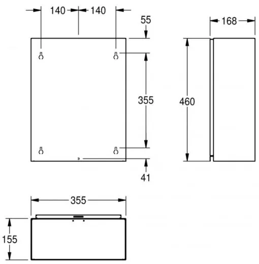 KWC PROFESSIONAL Rodan Abfallbehlter RODX605 inkl. Sackhalterung E-RODX605N fr die Aufputzmontage