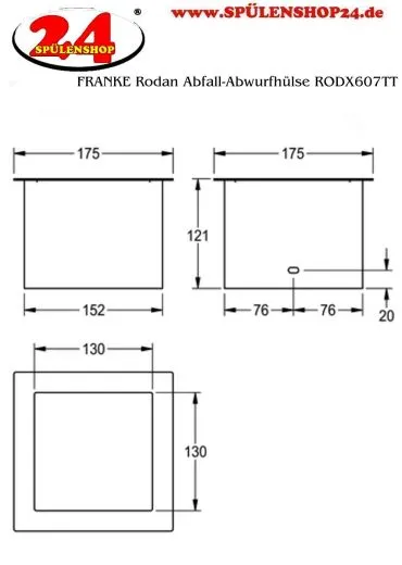 KWC PROFESSIONAL Rodan Abfall-Abwurfhlse RODX607TT fr Waschtischeinbau Unterplattenmontage
