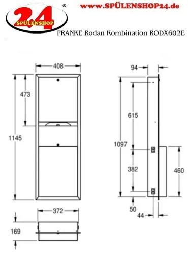 KWC PROFESSIONAL Rodan Papierhandtuchspender und Abfallbehlter Kombination RODX602E fr Unterputzmontage