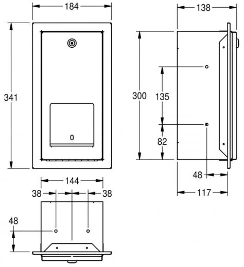 KWC PROFESSIONAL Rodan WC-Doppelrollenhalter RODX672E mit Spindelsystem fr die Unterputzmontage