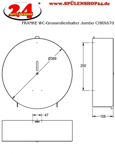 KWC PROFESSIONAL WC-Grossrollenhalter Jumbo CHRX670 fr die Aufputzmontage fr Grossrolle bis max.  350 mm