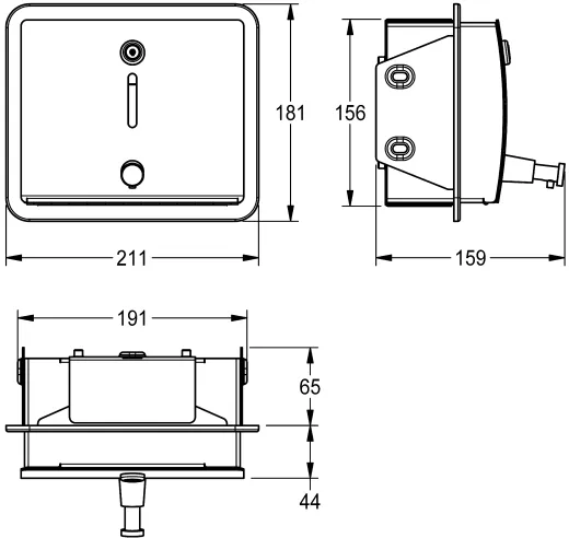 KWC PROFESSIONAL Stratos Seifenspender STRX619EN Unterputzmontage manueller Betrieb ohne Nachfllmedien