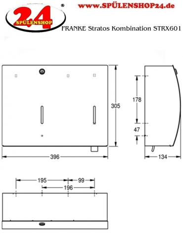 KWC PROFESSIONAL Stratos Papierhandtuch-und Seifenspender Kombination STRX601 fr die Aufputzmontage
