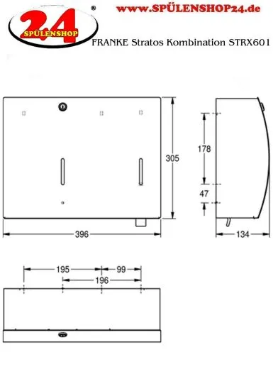 KWC PROFESSIONAL Stratos Papierhandtuch-und Seifenspender Kombination STR601 fr die Aufputzmontage
