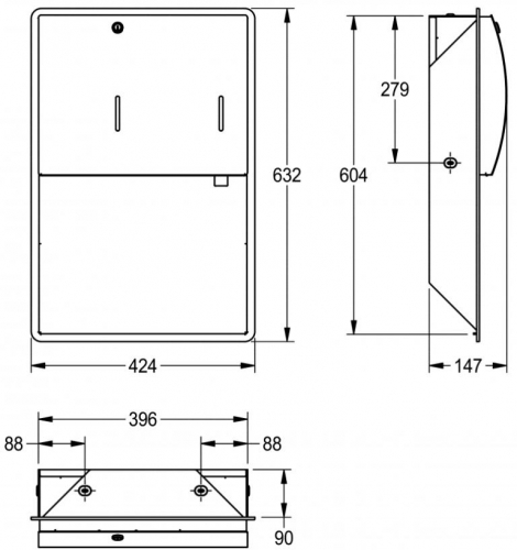 KWC PROFESSIONAL Stratos Papierhandtuch- und Seifenspender Kombination STRX601E fr die Unterputzmontage