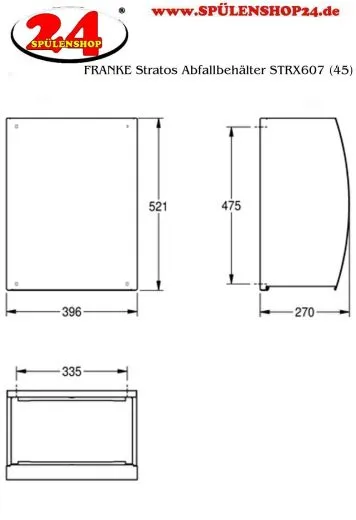 KWC PROFESSIONAL Stratos Abfallbehlter STRX607 (45) fr die Aufputzmontage Fassungsvermgen zirka 45 Liter