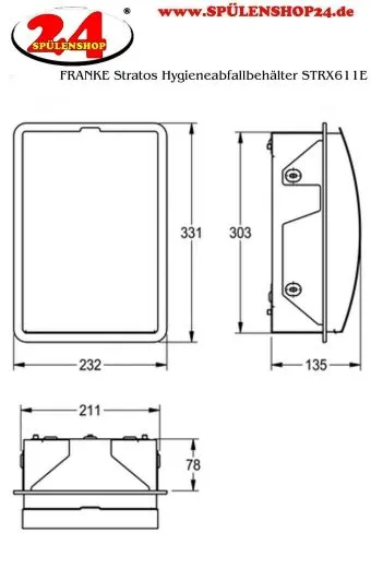 KWC PROFESSIONAL Stratos Hygieneabfallbehlter STR611E fr die Unterputzmontage