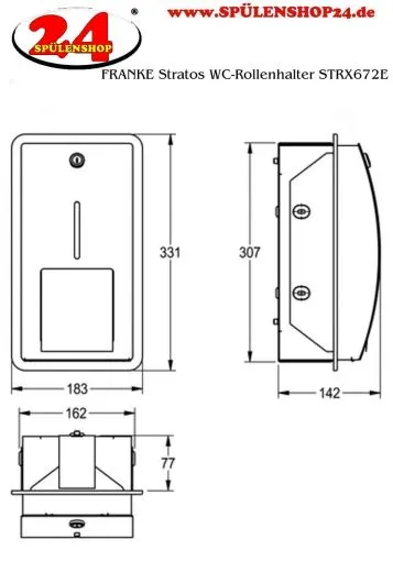 KWC PROFESSIONAL Stratos WC-Rollenhalter STR672E mit Spindelsystem fr Unterputzmontage