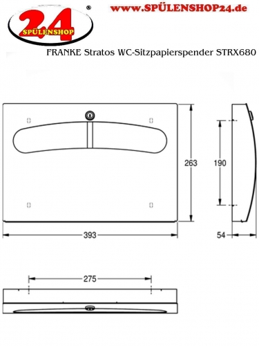 KWC PROFESSIONAL Stratos WC-Sitzpapierspender STRX680 fr die Aufputzmontage fr KWC-Sitzpapier