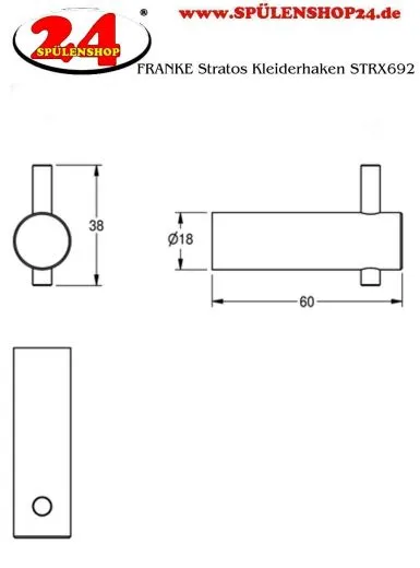 KWC PROFESSIONAL Stratos Kleiderhaken STRX692 fr die Aufputzmontage