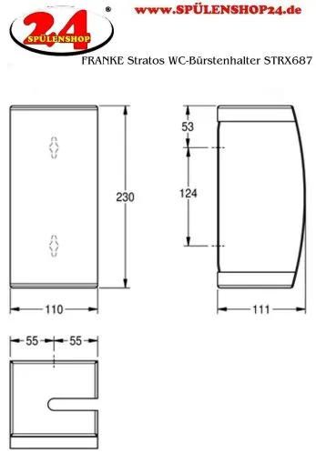 KWC PROFESSIONAL Stratos WC-Brstenhalter STR687 fr die Aufputzmontage inklusive Brste