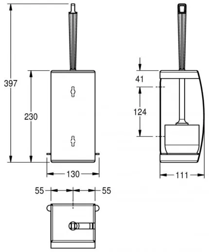 KWC PROFESSIONAL Stratos WC-Brstenhalter STR687 fr die Aufputzmontage inklusive Brste