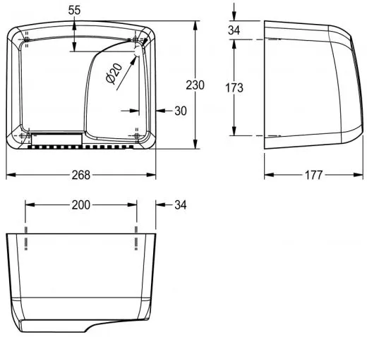 KWC PROFESSIONAL Elektronischer Hndetrockner ARTW410 Aufputzmontage opto-elektronisch gesteuerte Sensorik