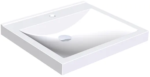 KWC PROFESSIONAL Quadro Einzelwaschtisch ANMW411 Waschtisch MIRANIT fr Wandmontage rechteckige Mulde mit Armaturenbohrung  35mm