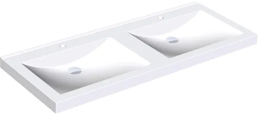 KWC PROFESSIONAL Quadro Doppelwaschtisch ANMW421 Waschtisch MIRANIT 2 Becken fr Wandmontage rechteckige Mulde mit Armaturenbohrung  35mm