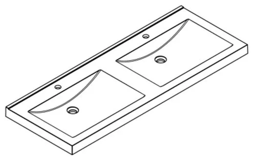 KWC PROFESSIONAL Quadro Doppelwaschtisch ANMW421 Waschtisch MIRANIT 2 Becken fr Wandmontage rechteckige Mulde mit Armaturenbohrung  35mm