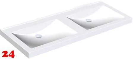 KWC PROFESSIONAL Quadro Doppelwaschtisch ANMW420 Waschtisch MIRANIT 2 Becken fr Wandmontage rechteckige Mulde ohne Hahnlochbohrung