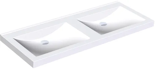 KWC PROFESSIONAL Quadro Doppelwaschtisch ANMW420 Waschtisch MIRANIT 2 Becken fr Wandmontage rechteckige Mulde ohne Hahnlochbohrung