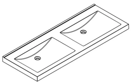 KWC PROFESSIONAL Quadro Doppelwaschtisch ANMW420 Waschtisch MIRANIT 2 Becken fr Wandmontage rechteckige Mulde ohne Hahnlochbohrung