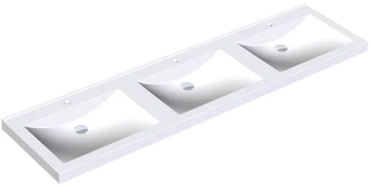 KWC PROFESSIONAL Quadro Reihenwaschtisch ANMW431 Waschtisch MIRANIT 3 Becken fr Wandmontage rechteckige Mulde mit Armaturenbohrung  35mm