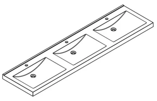 KWC PROFESSIONAL Quadro Reihenwaschtisch ANMW431 Waschtisch MIRANIT 3 Becken fr Wandmontage rechteckige Mulde mit Armaturenbohrung  35mm