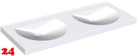 KWC PROFESSIONAL Ronda Doppelwaschtisch ANMW221 Waschtisch MIRANIT 2 Becken fr Wandmontage runde Mulde mit Armaturenbohrung  35mm