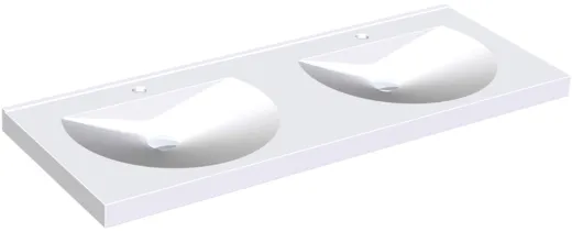 KWC PROFESSIONAL Ronda Doppelwaschtisch ANMW221 Waschtisch MIRANIT 2 Becken fr Wandmontage runde Mulde mit Armaturenbohrung  35mm