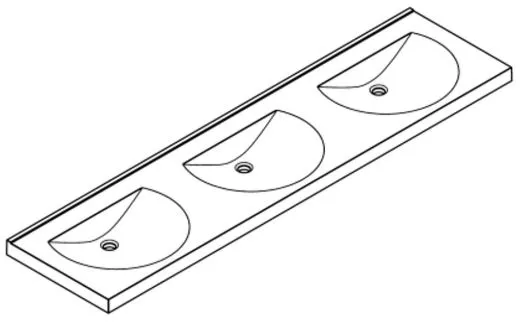 KWC PROFESSIONAL Ronda Reihenwaschtisch ANMW230 Waschtisch MIRANIT 3 Becken fr Wandmontage runde Mulde ohne Hahnlochbohrungen