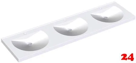 KWC PROFESSIONAL Ronda Reihenwaschtisch ANMW231 Waschtisch MIRANIT 3 Becken fr Wandmontage runde Mulde mit Armaturenbohrung  35mm