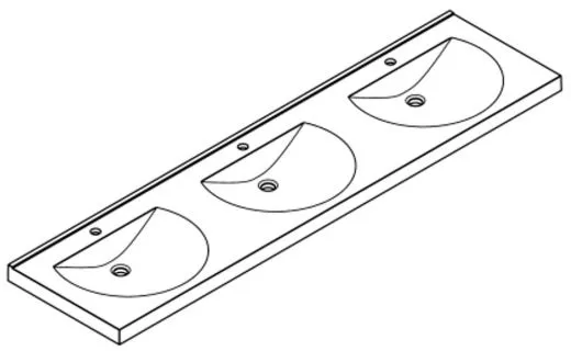 KWC PROFESSIONAL Ronda Reihenwaschtisch ANMW231 Waschtisch MIRANIT 3 Becken fr Wandmontage runde Mulde mit Armaturenbohrung  35mm
