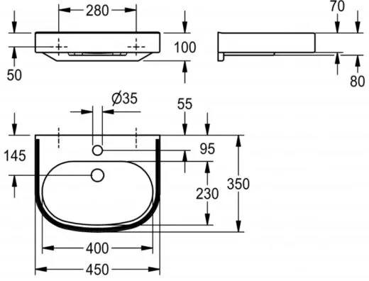 KWC PROFESSIONAL VARIUScare Einzelwaschtisch ANMW504 Waschtisch MIRANIT fr Wandmontage unterfahrbar Barrierefrei* fr Rollstuhlfahrer geeignet